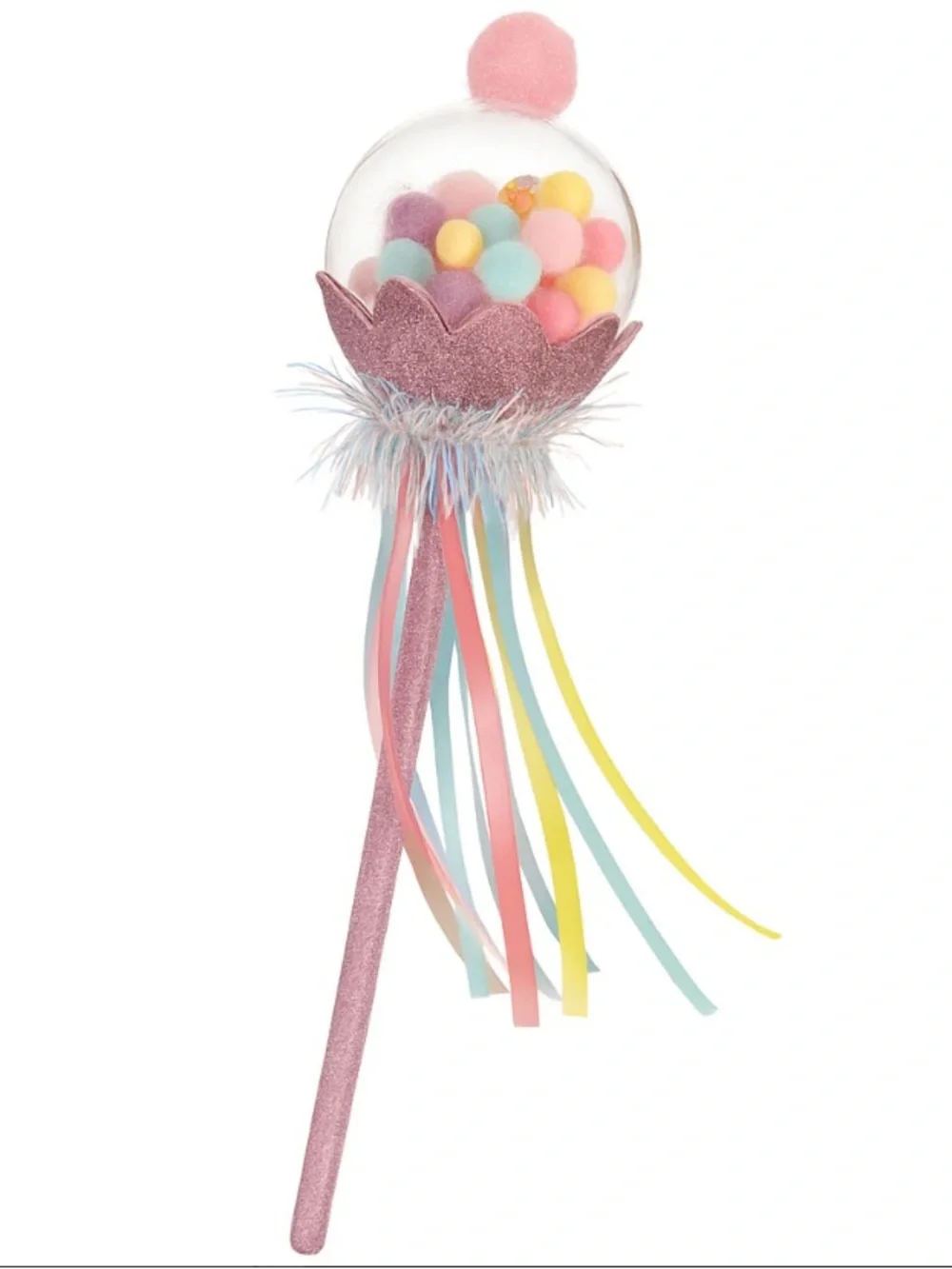 Arket Pastel Pom-Pom Glitter Party Wand - Pink, Yellow, Blue